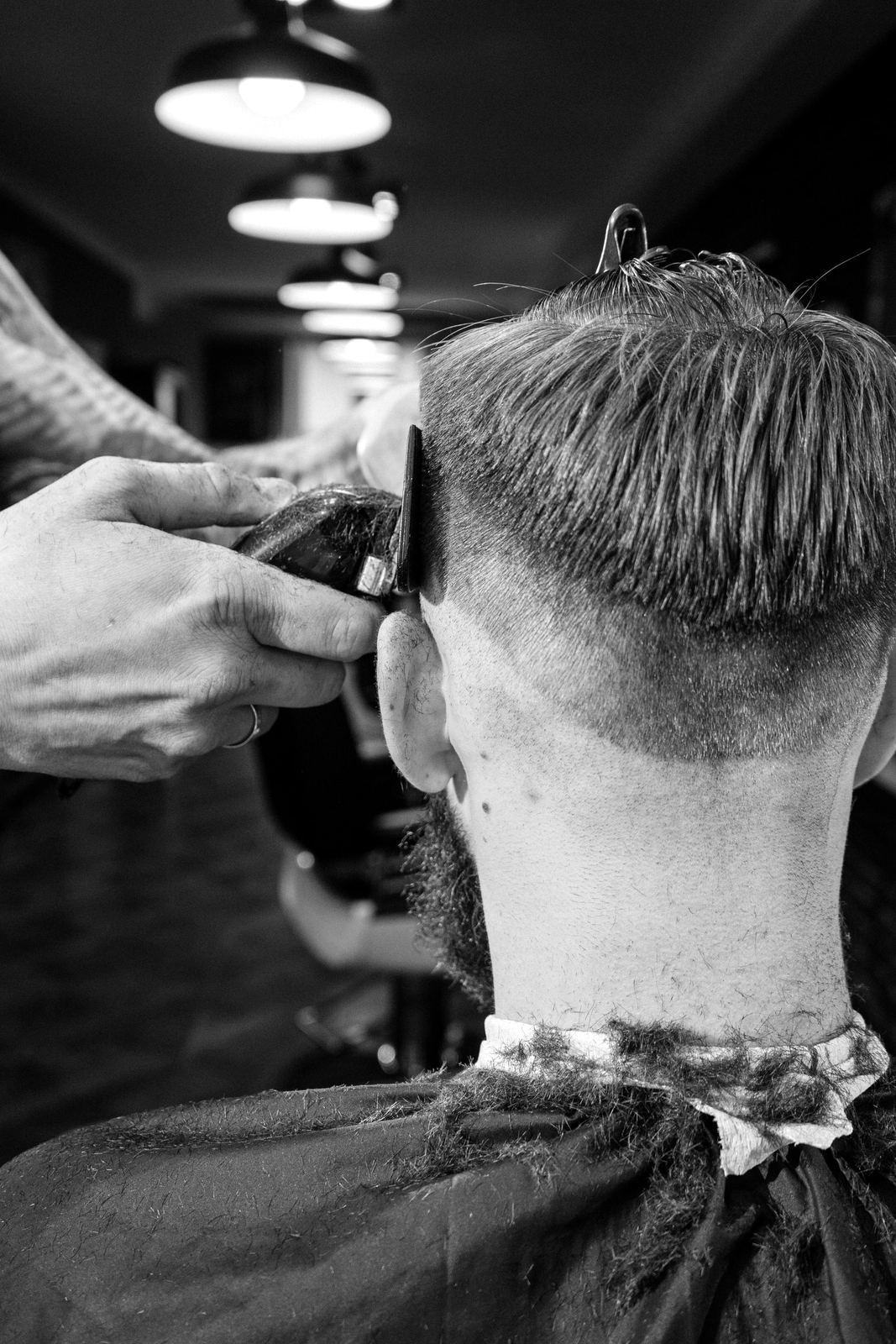 Back view of a finished skin fade